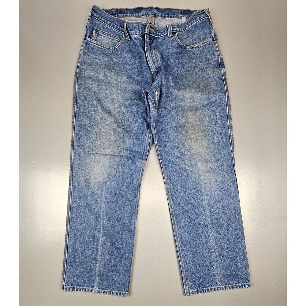Duluth Trading Jeans Mens 40x32 Light Wash Denim‎ 100% Cotton Made In USA.